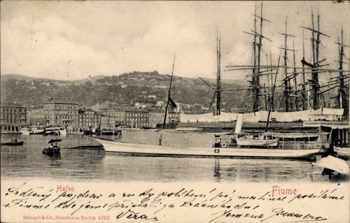 Cartolina fiume croazia - fiume, porto
